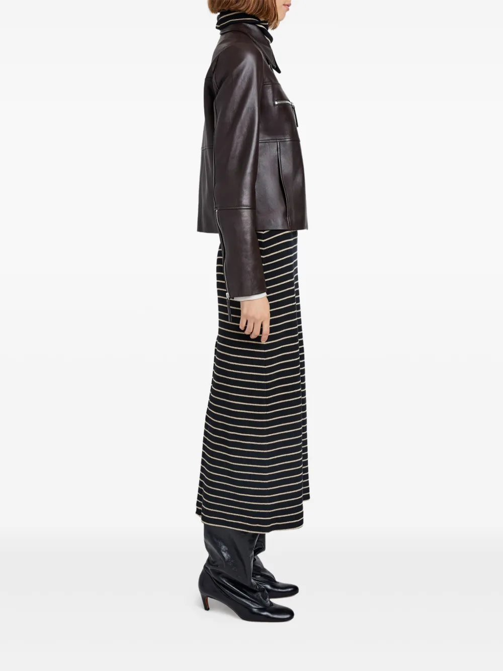 Proenza Schouler White Label Annabel Zip-front Leather Jacket In Brown