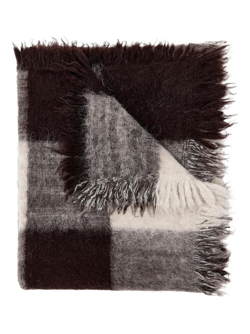 Proenza Schouler Checked Fringed Scarf In Brown