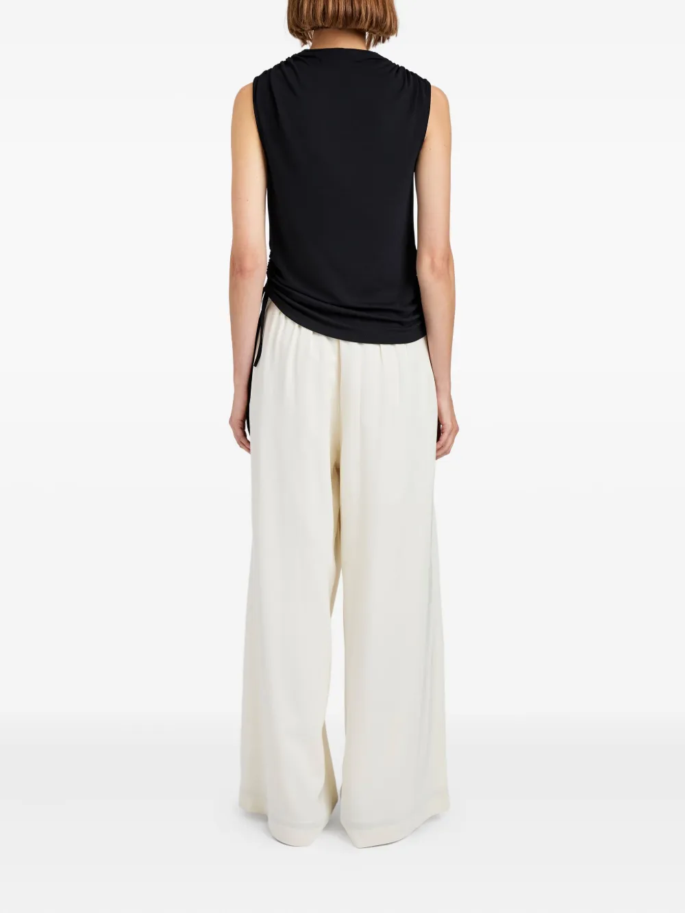 Proenza Schouler White Label Elna Kordelzug-oberteil Mit Wasserfallkragen In Black