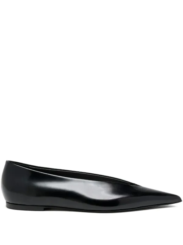 Proenza Schouler Slash Flats in Polished Calf in Black