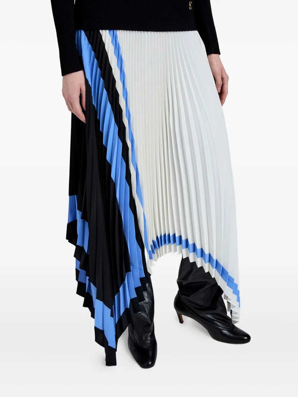 Proenza Schouler Emilia Abstract Print Pleated Asymmetric Skirt In White