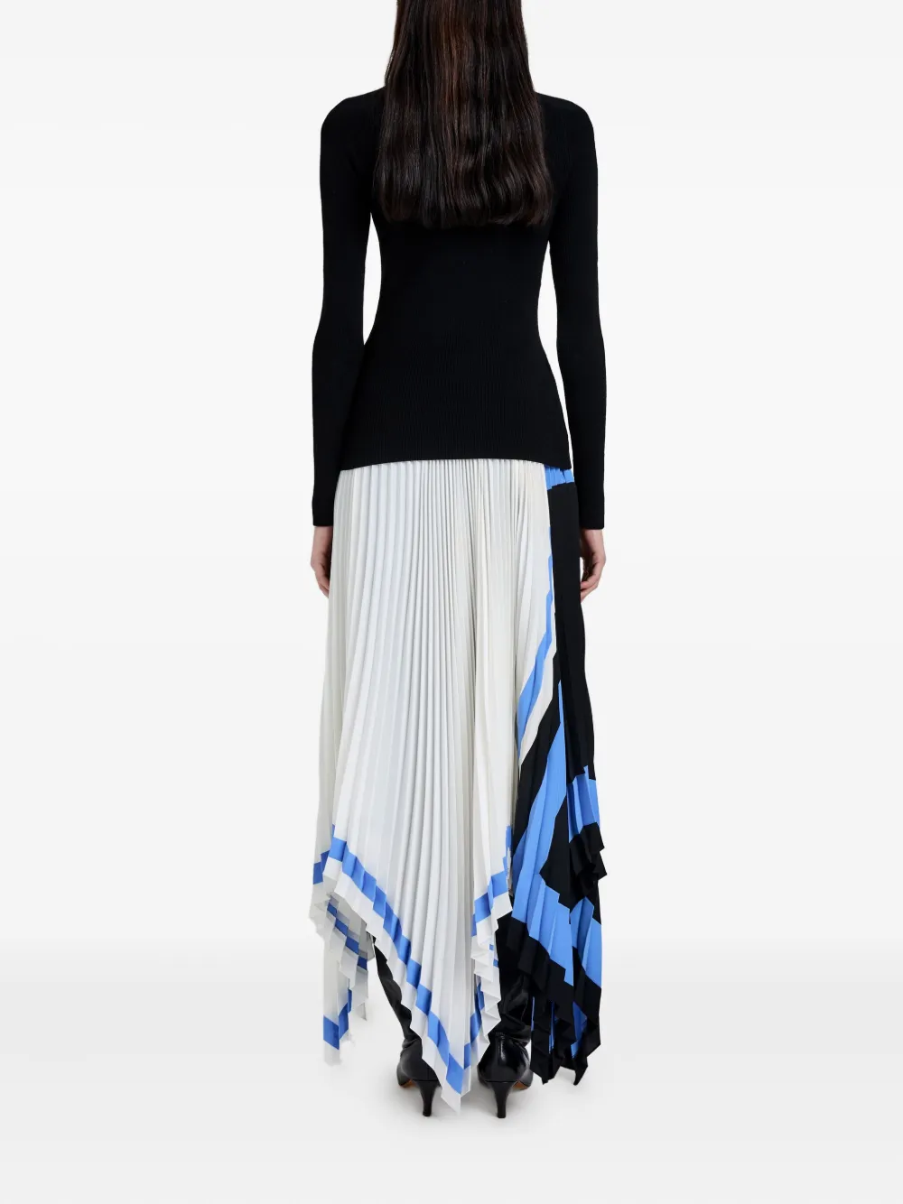 Proenza Schouler Emilia Abstract Print Pleated Asymmetric Skirt In White
