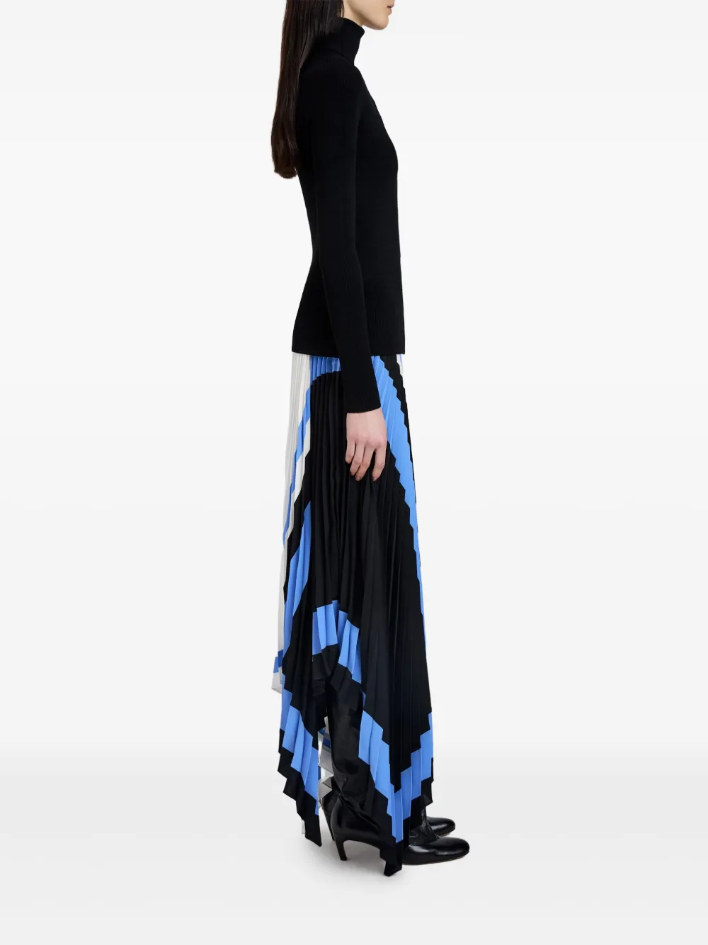 Proenza Schouler Emilia Abstract Print Pleated Asymmetric Skirt In White