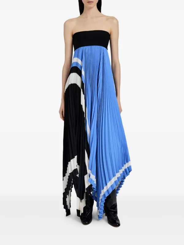Fia Dress in Technical Crepe Sky Blue Multi | Proenza Schouler Official Site Fia Dress in Technical Crepe Sky Blue Multi | Proenza Schouler Official Site