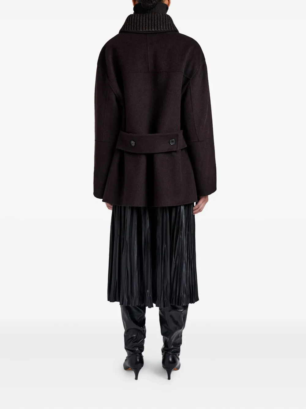 Proenza Schouler White Label Lisa Knitted-collar Coat In Brown