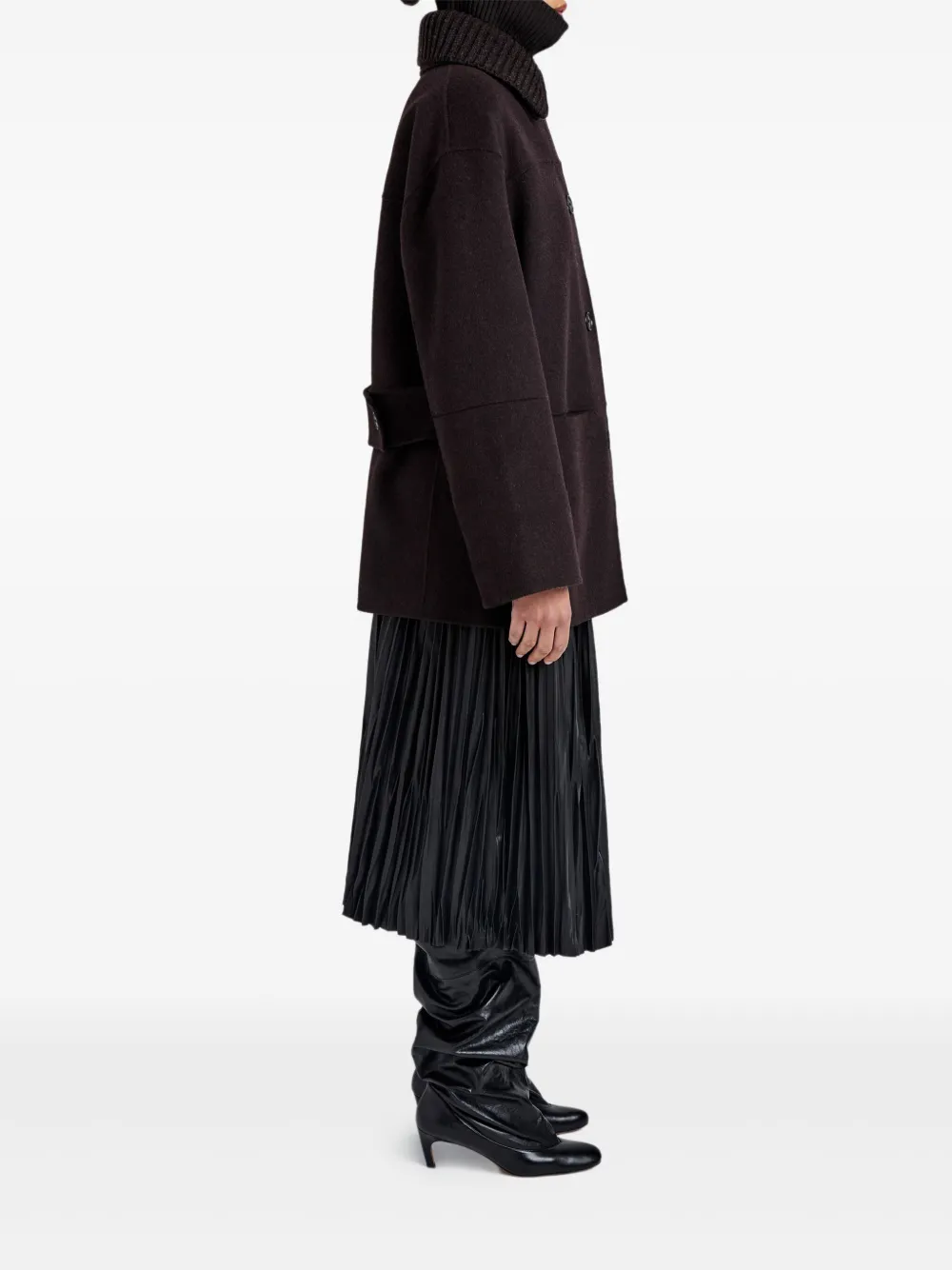 Proenza Schouler White Label Lisa Knitted-collar Coat In Brown