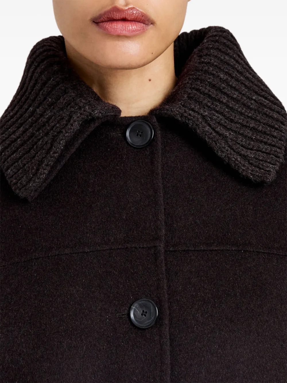 Proenza Schouler White Label Lisa Knitted-collar Coat In Brown