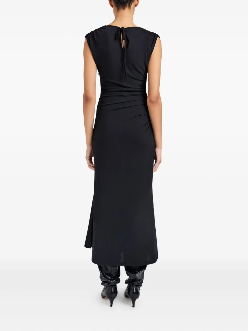 Proenza Schouler White Label Mimi Gathered-shoulder Midi Dress In Black
