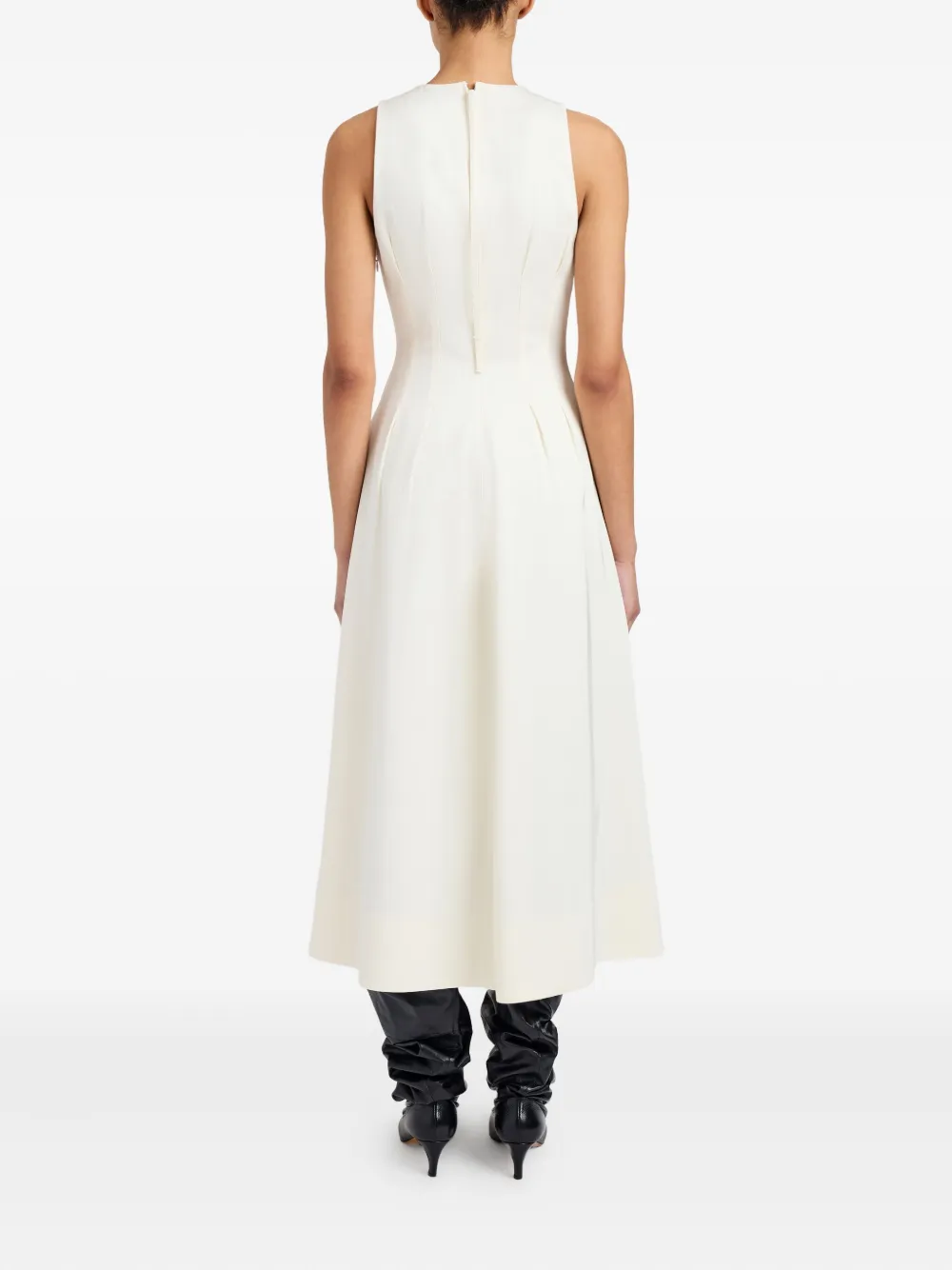 Proenza Schouler White Label Bronwyn Pleated Sleeveless Midi Dress In White