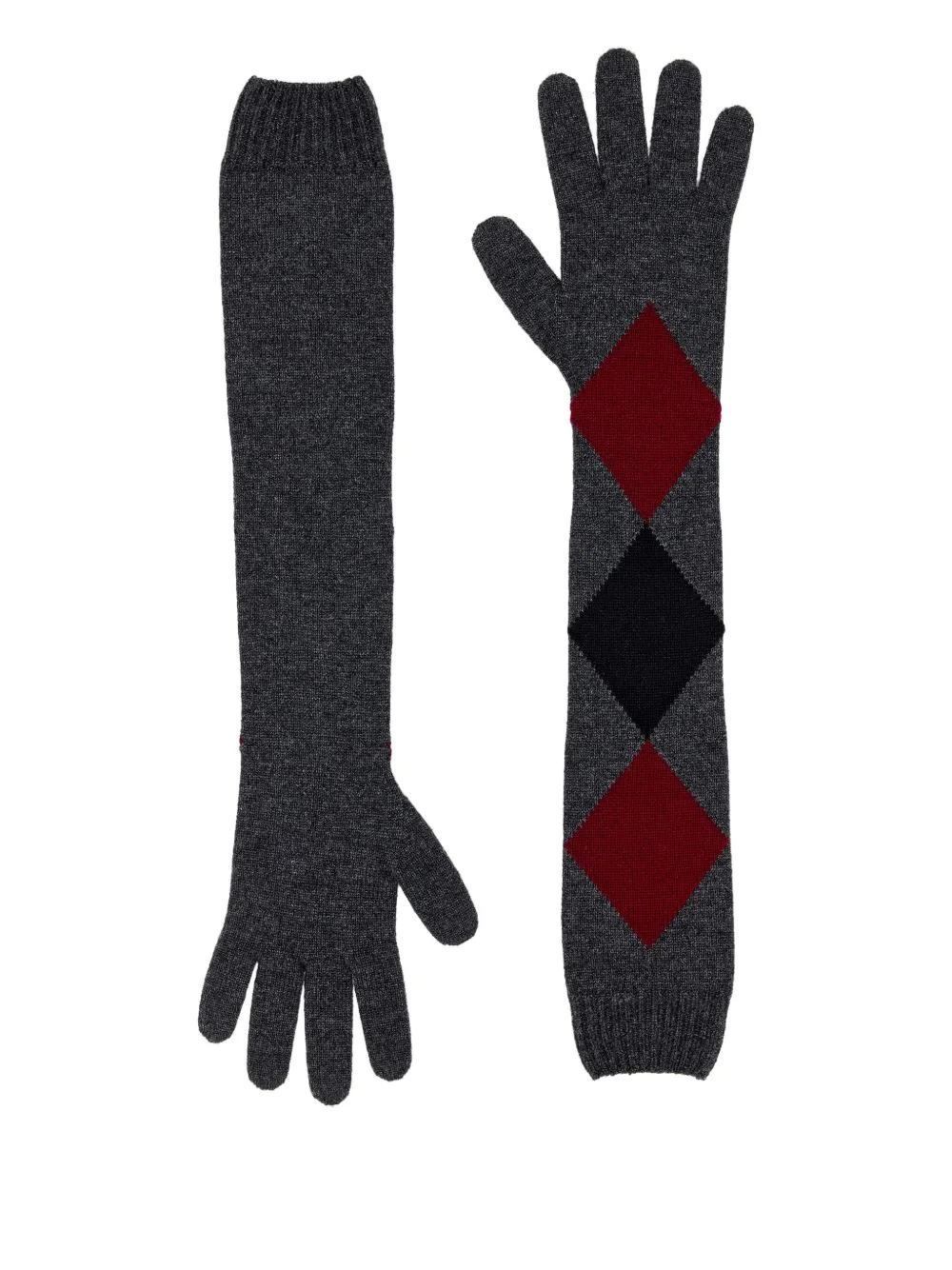 Proenza Schouler argyle-pattern long gloves | Grey | Image 1