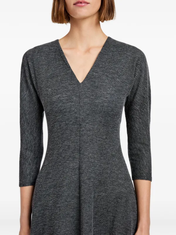 Proenza Schouler White Label Livia V-neck Flared Midi Dress | Grey |  FARFETCH