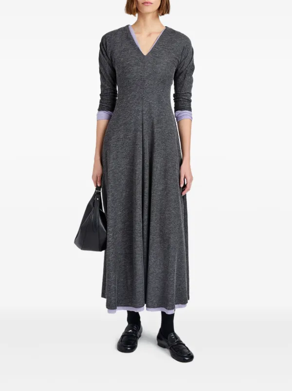 Proenza Schouler White Label Livia V-neck Flared Midi Dress | Grey |  FARFETCH