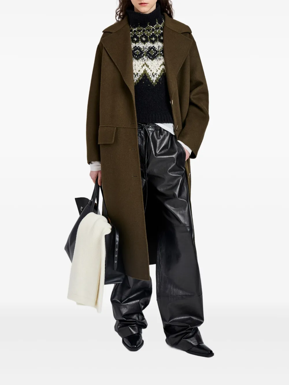 Proenza Schouler White Label Tammy Button-fastening Patch-pocket Coat In Brown