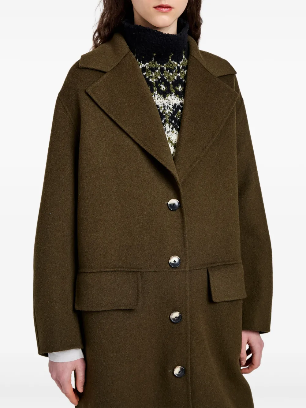 Proenza Schouler White Label Tammy Button-fastening Patch-pocket Coat In Brown