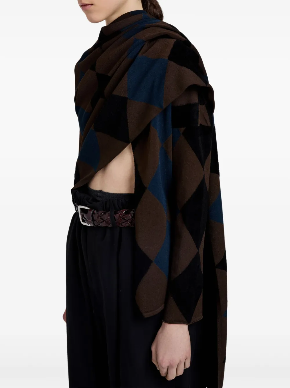 Proenza Schouler Diamond-pattern Draped Top In Brown