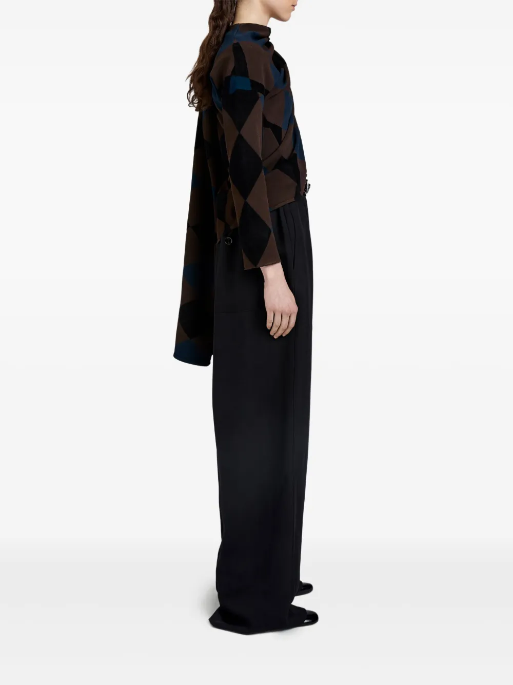 Proenza Schouler Diamond-pattern Draped Top In Brown