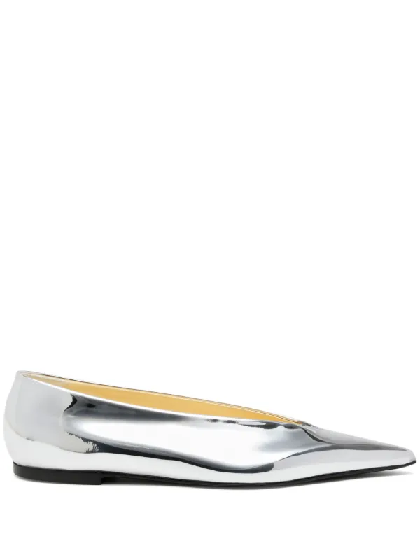 Proenza Schouler Slash Pointed-toe Flat Pumps in Silver