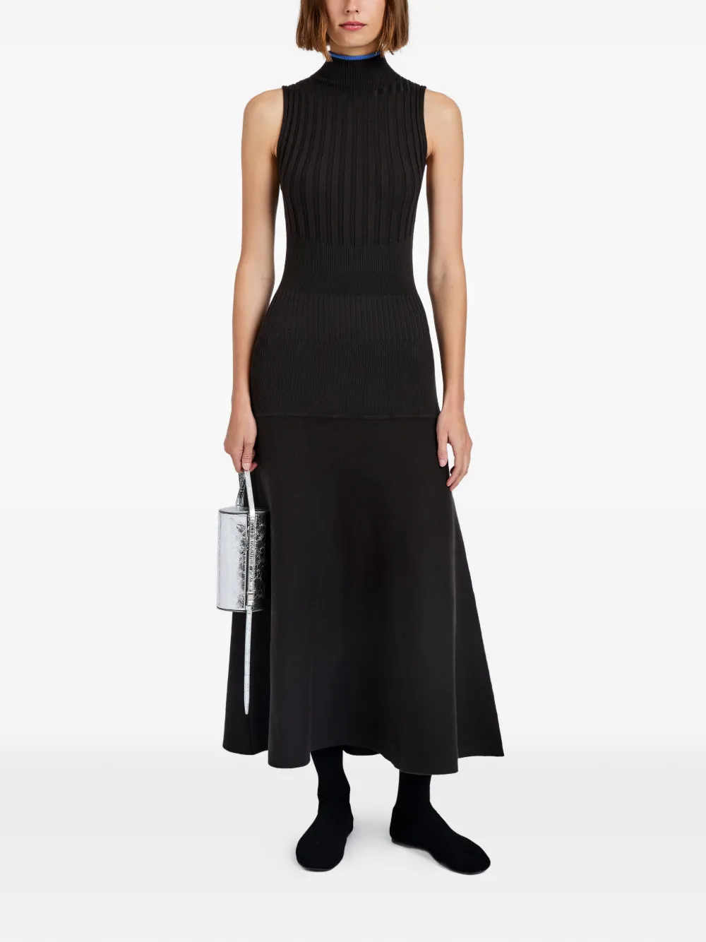 Proenza Schouler White Label Ezme ribgebreide jurk Zwart