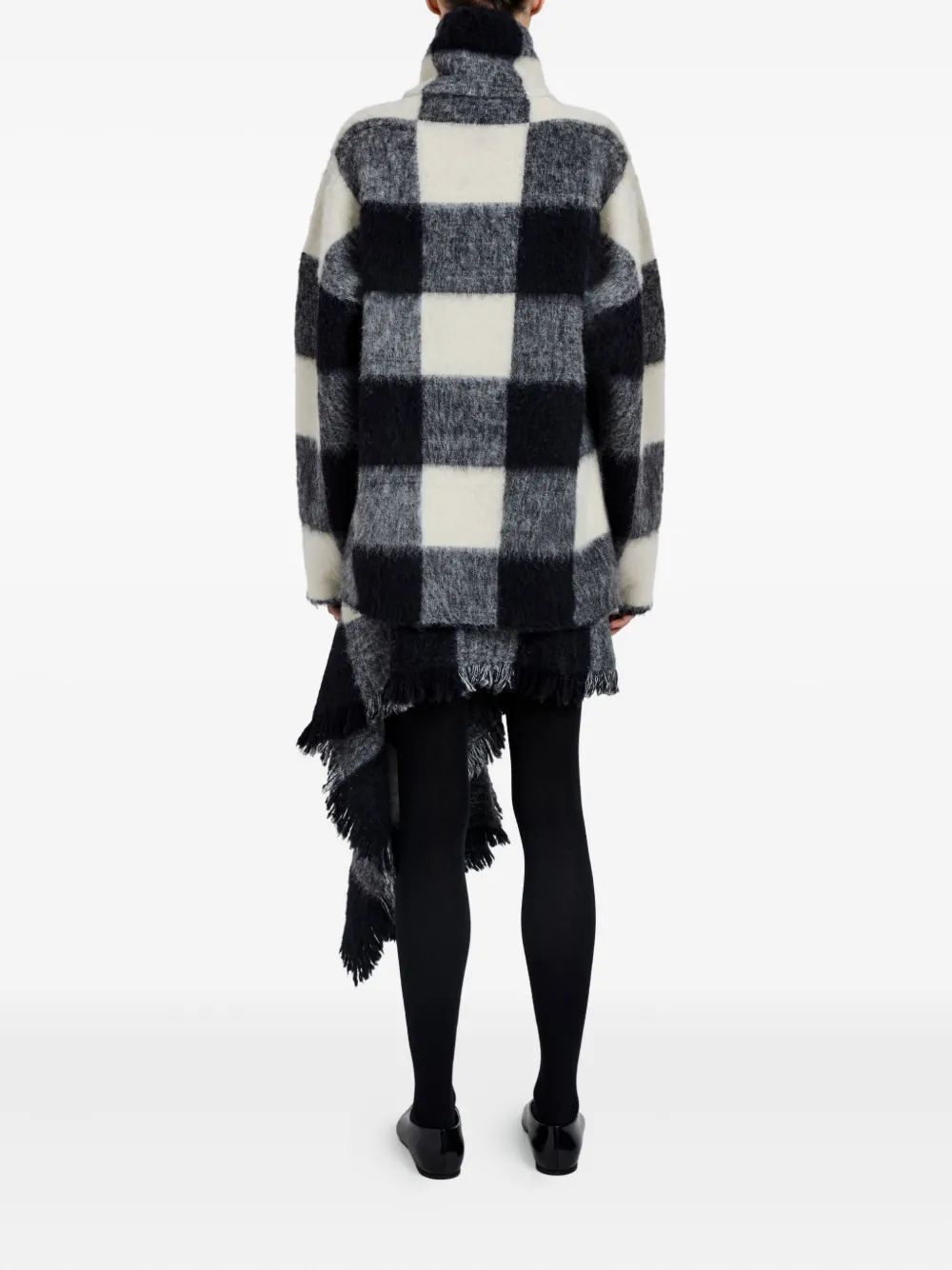 Proenza Schouler High-neck Check Wool Top In Black
