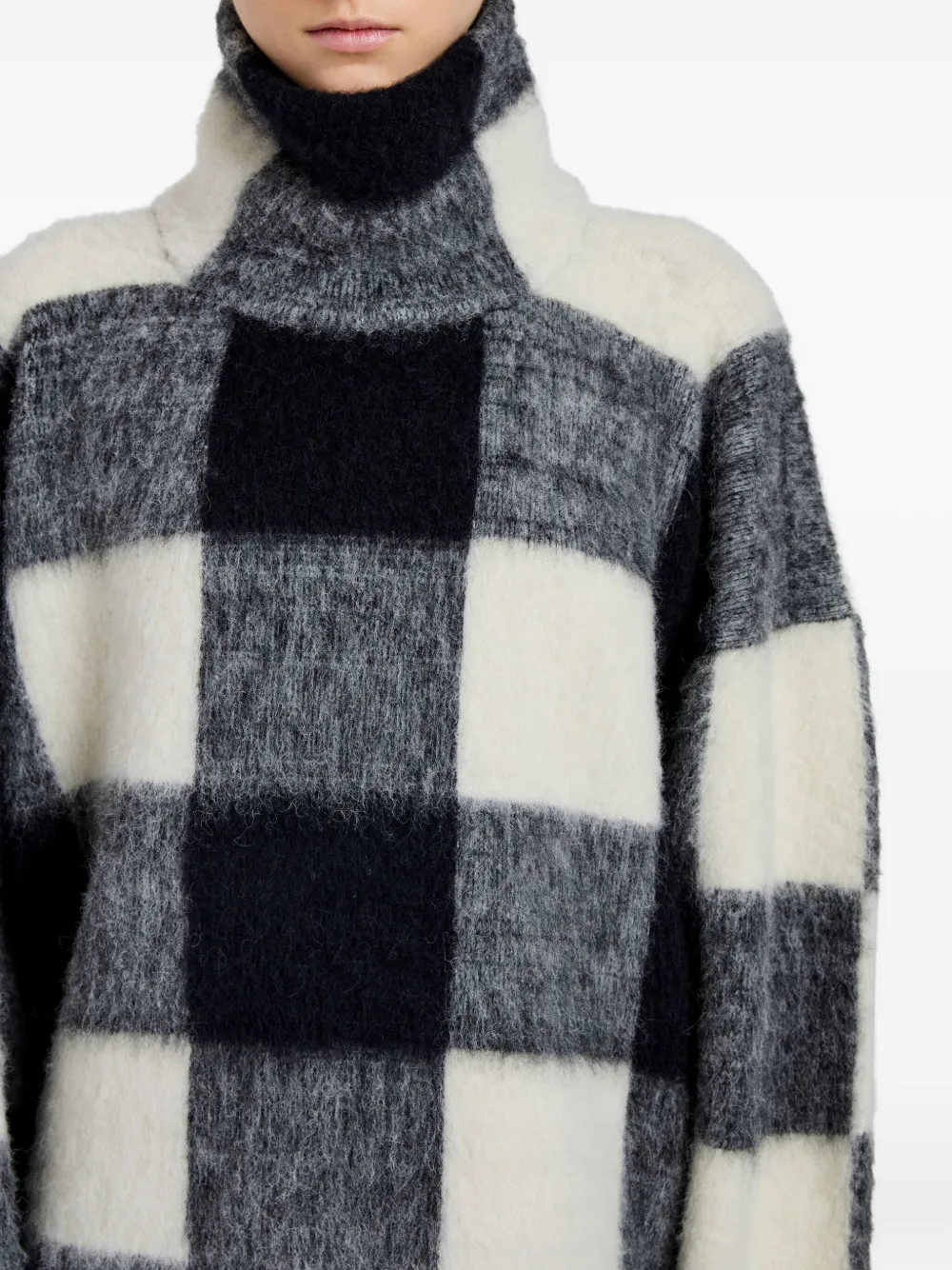 Proenza Schouler High-neck Check Wool Top In Black