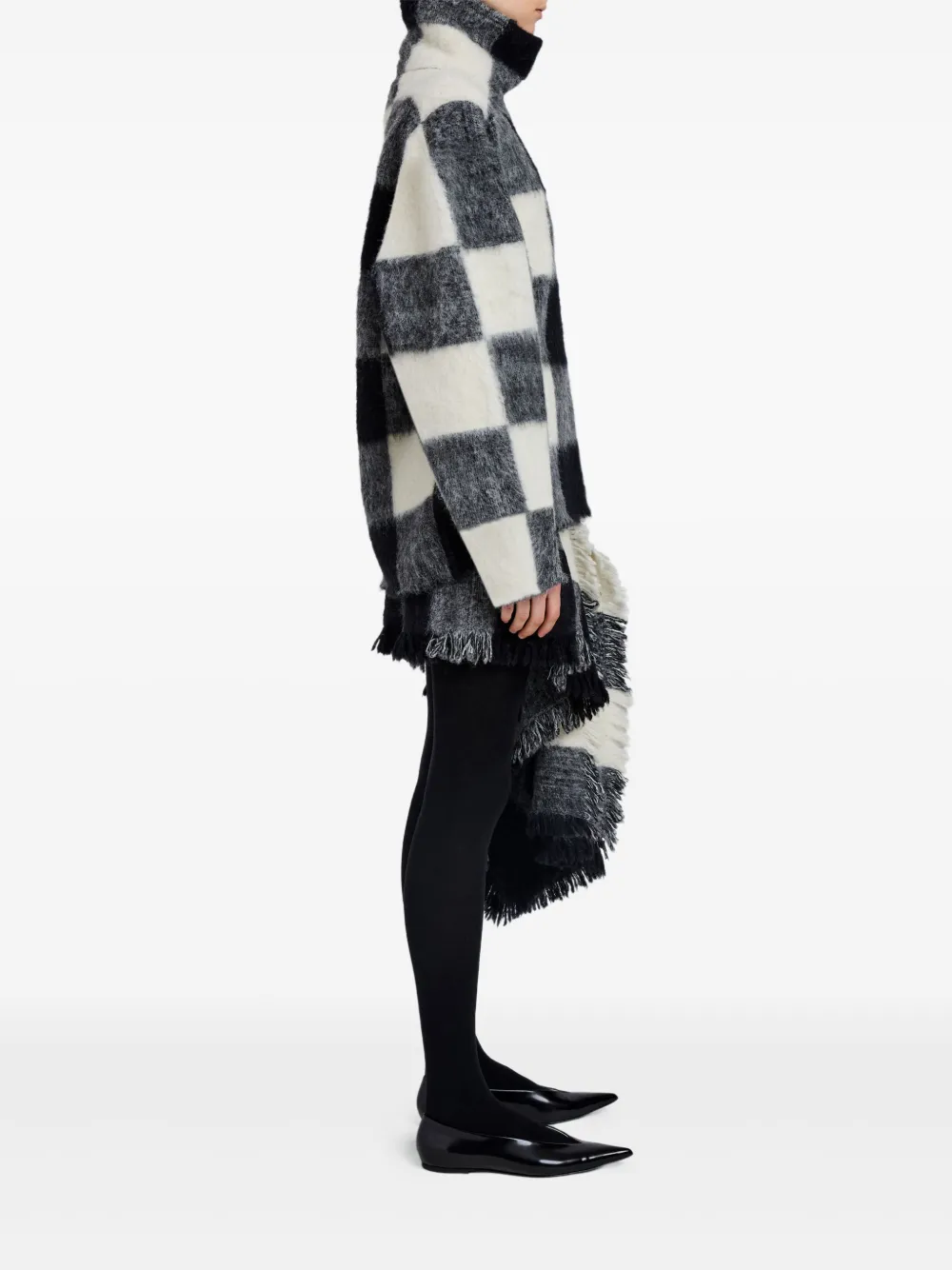 Proenza Schouler High-neck Check Wool Top In Black