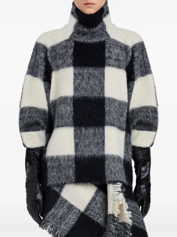 Proenza Schouler High-neck Check Wool Top in Black