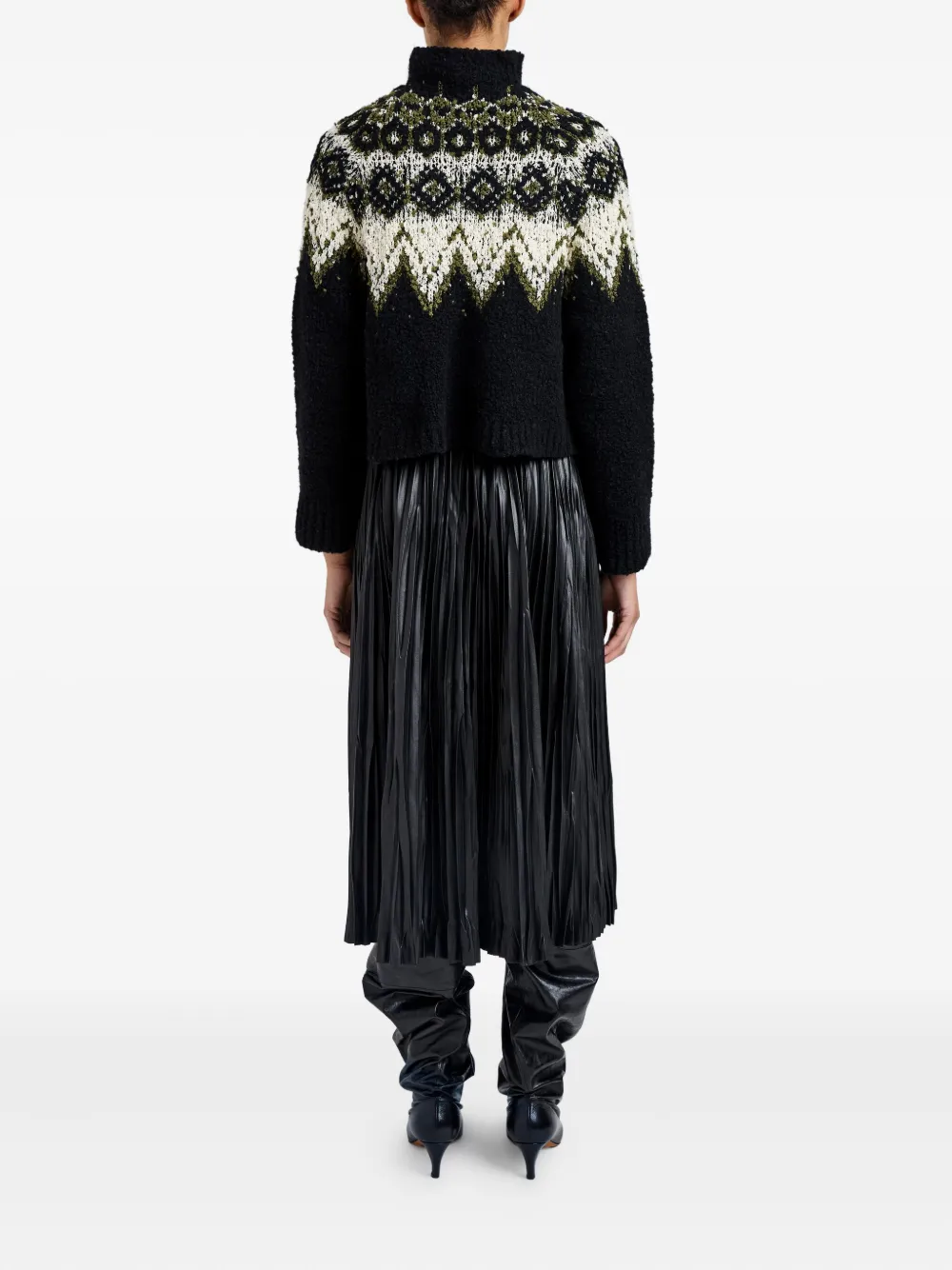 Proenza Schouler White Label Lizzy Fairisle-pattern Turtleneck Sweater In Black