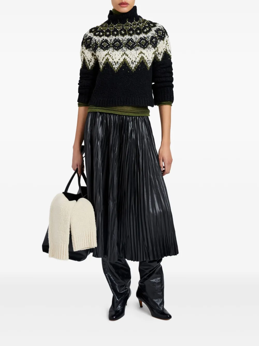 Proenza Schouler White Label Lizzy Fairisle-pattern Turtleneck Sweater In Black