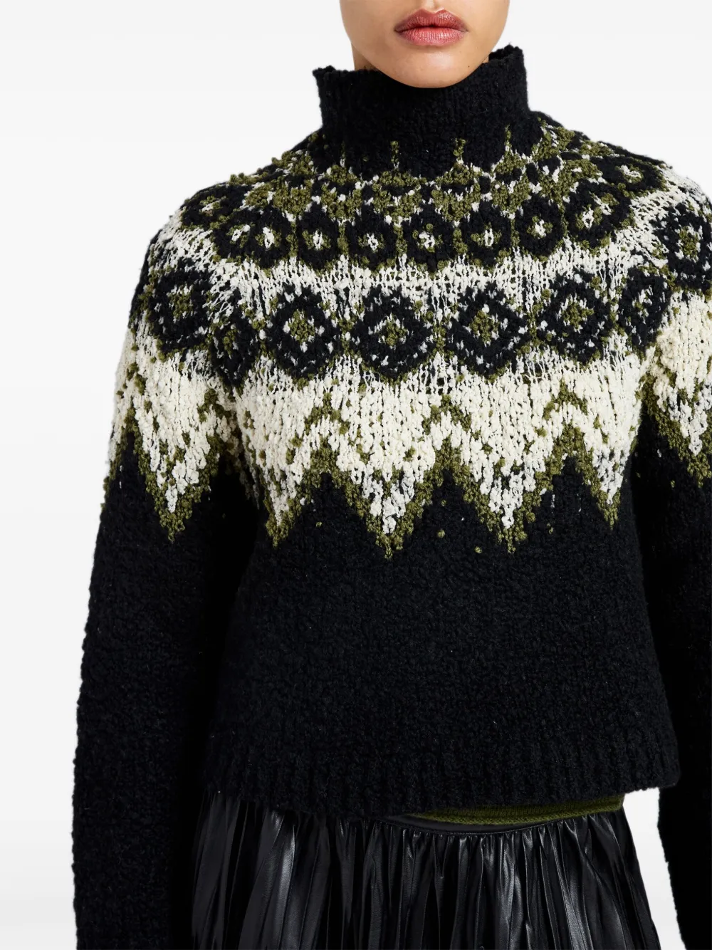 Proenza Schouler White Label Lizzy Fairisle-pattern Turtleneck Sweater In Black