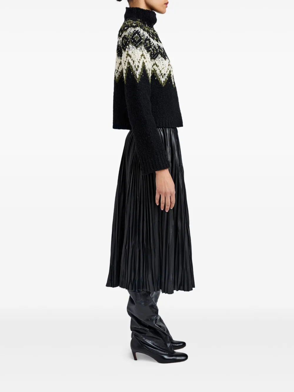 Proenza Schouler White Label Lizzy Fairisle-pattern Turtleneck Sweater In Black
