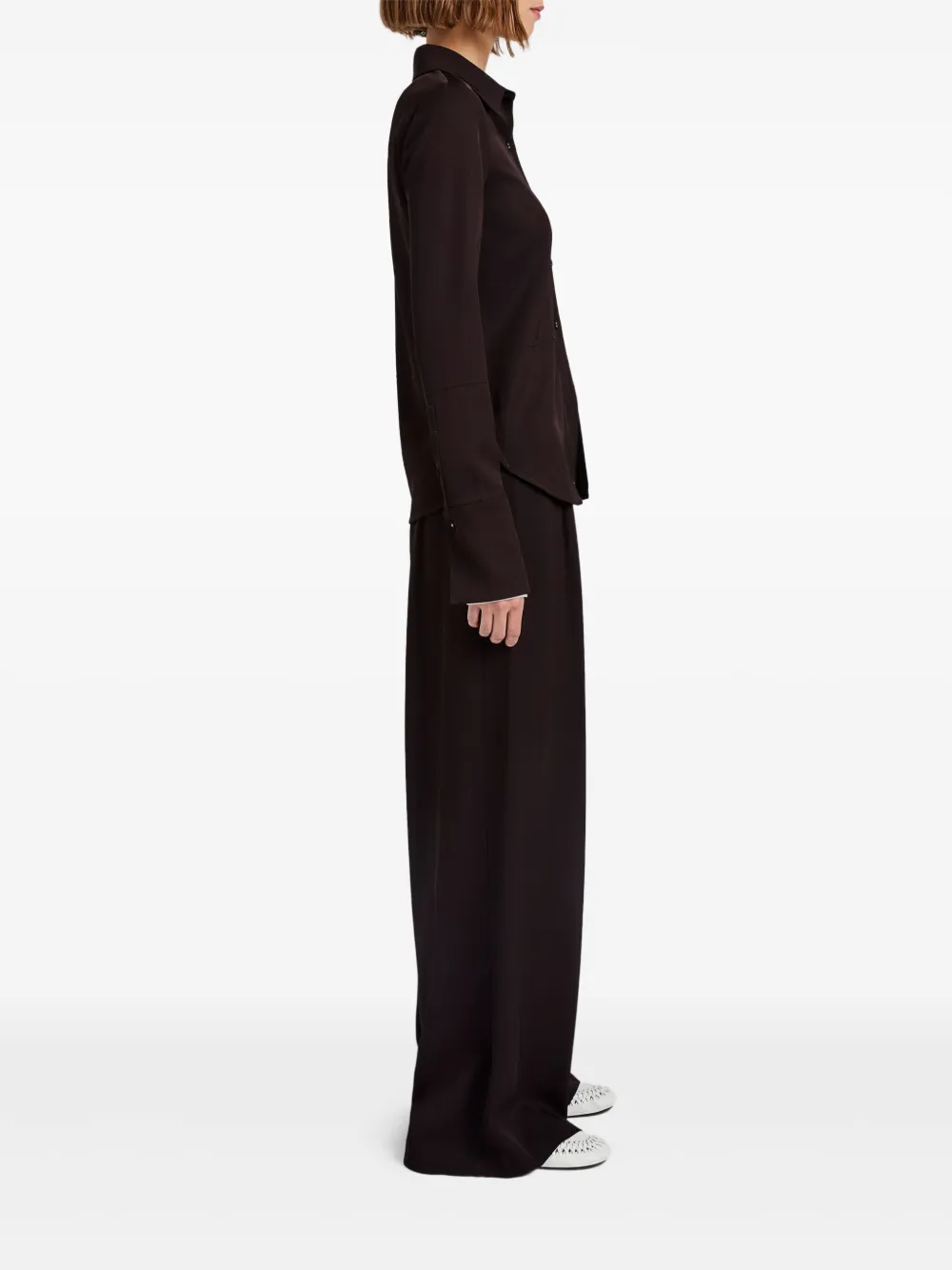 Proenza Schouler White Label Maddi Button-down Collared Shirt In Burgundy