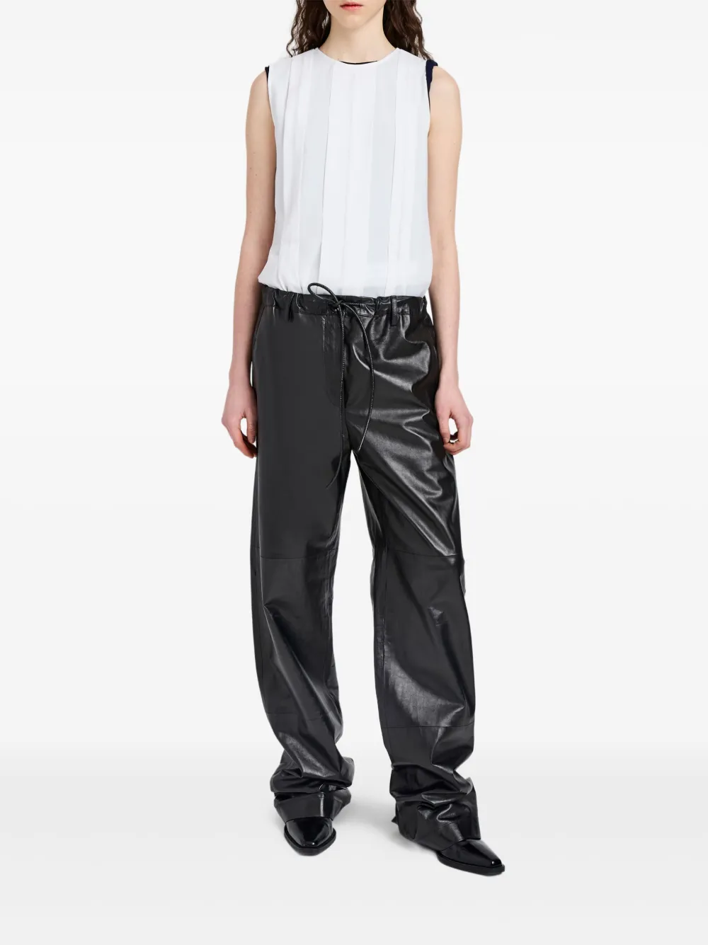 Proenza Schouler White Label Magnus drawstring leather trousers | Straight-Leg Pants | Image 2