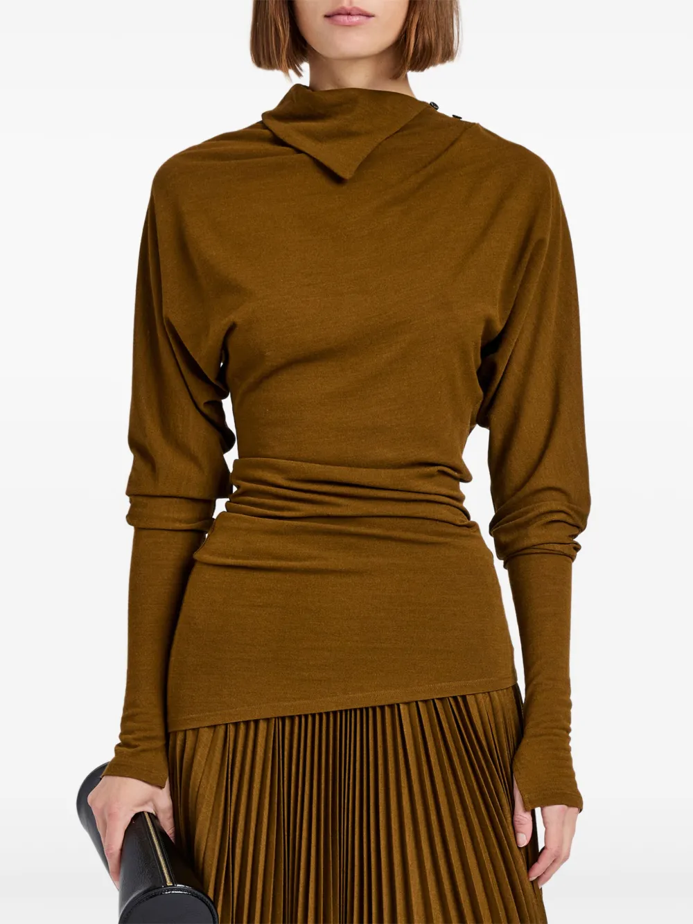 Proenza Schouler Geplooide top met gedrapeerde hals Bruin