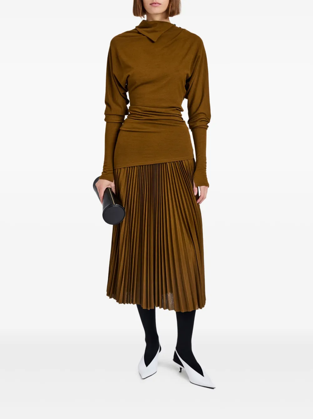 Proenza Schouler Geplooide top met gedrapeerde hals - Bruin