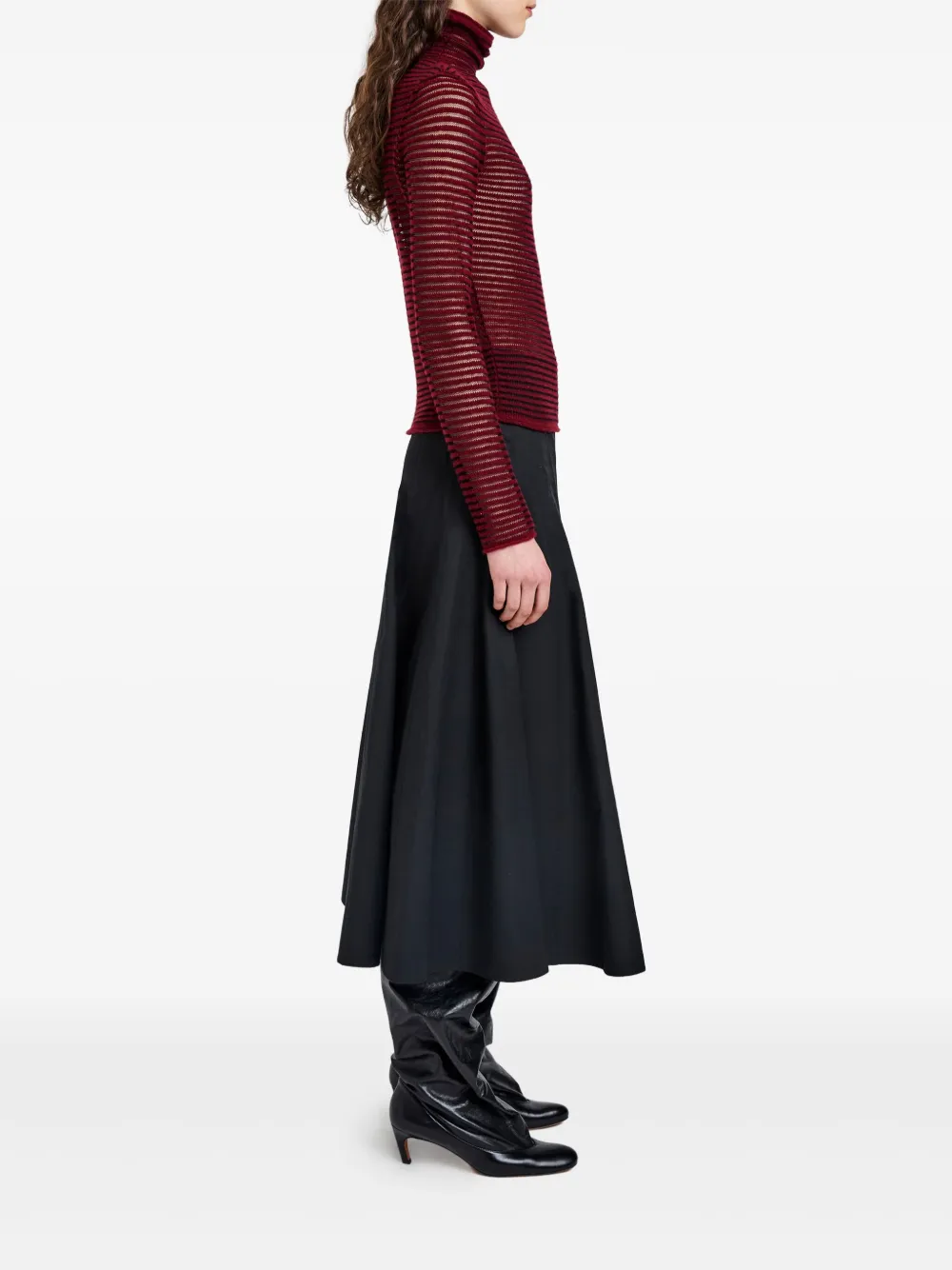 Proenza Schouler White Label Hailey Stripe Roll Neck Sweater In Brown