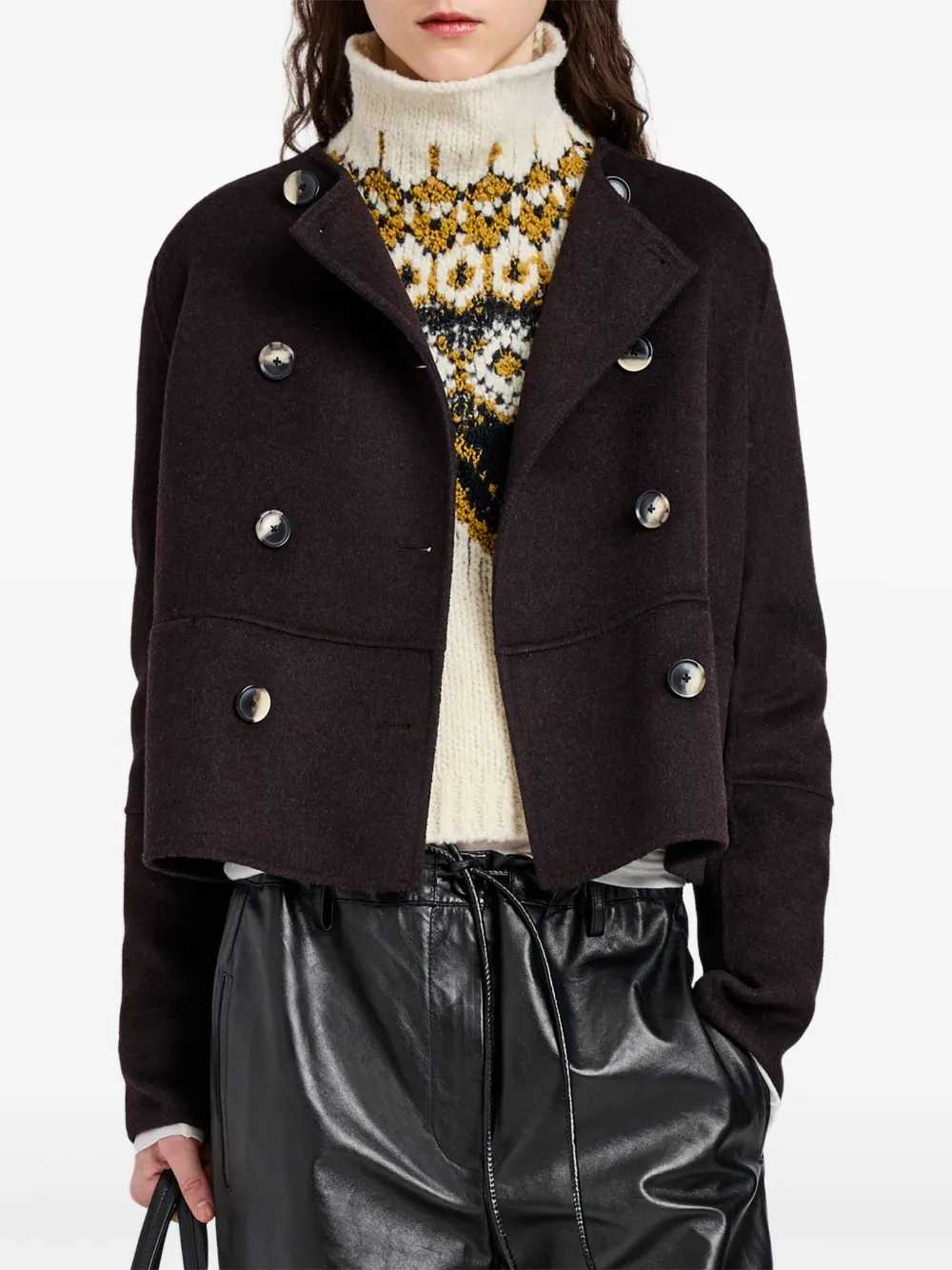 Proenza Schouler White Label Courtney Double-faced Wool-cashmere Jacket In Brown
