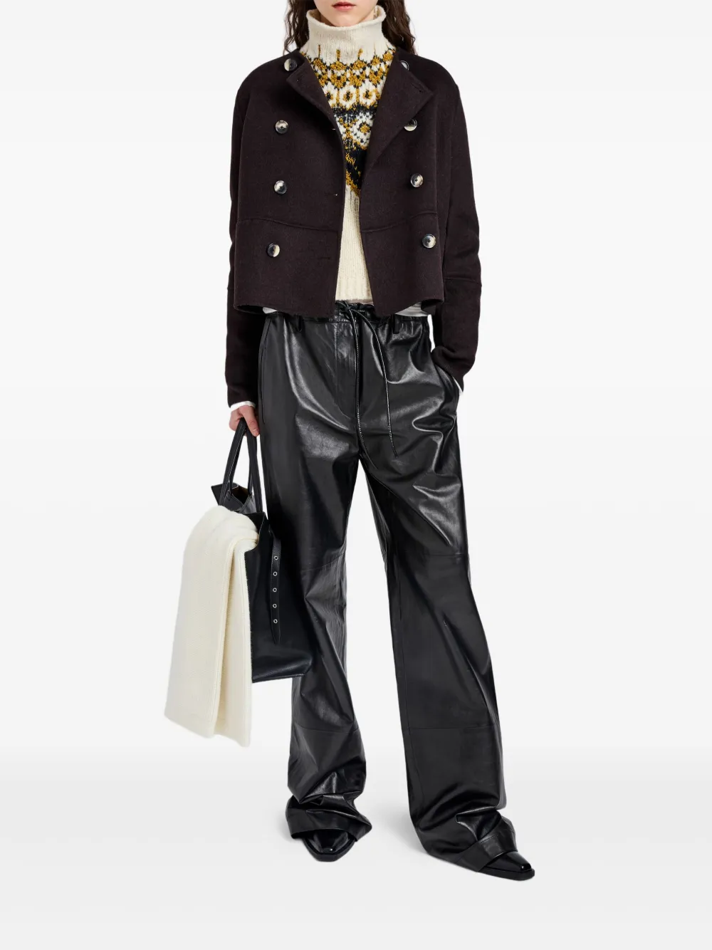Proenza Schouler White Label Courtney Double-faced Wool-cashmere Jacket In Brown