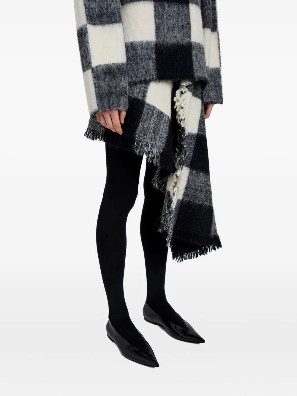 Proenza Schouler Kai Skirt In Brushed Glenplaid Knit Black Multi In Black