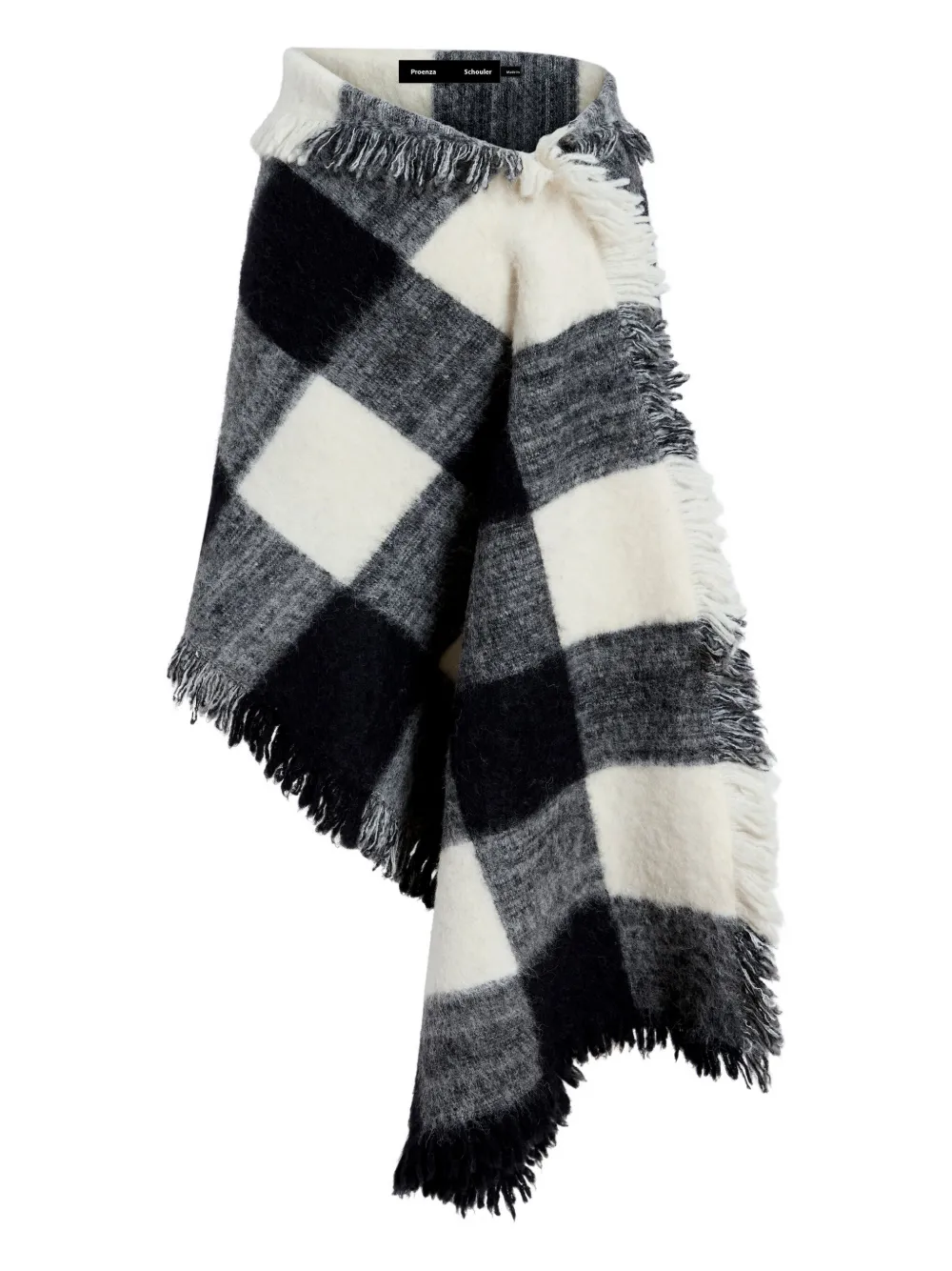 Proenza Schouler checked fringed asymmetric skirt | Black | Image 1