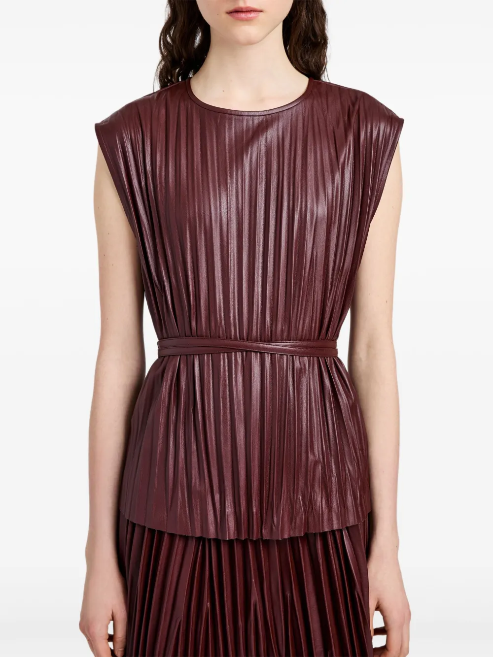 Proenza Schouler White Label Lyra Top In Lw Faux Leather In Red