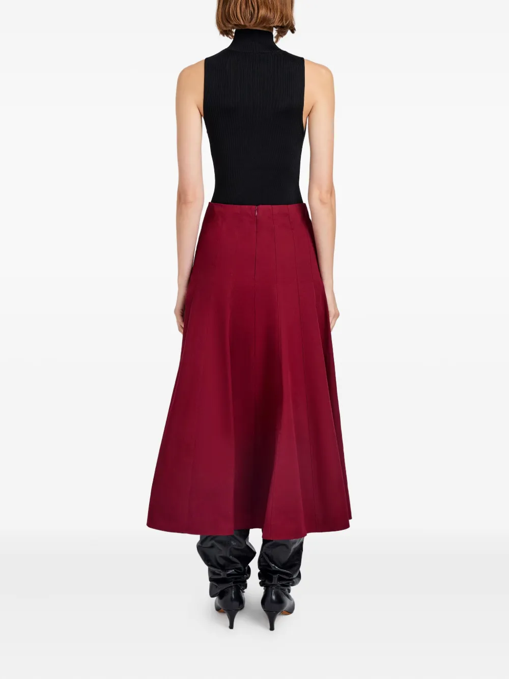 Proenza Schouler White Label Hiedi Panelled Flared Skirt In Red