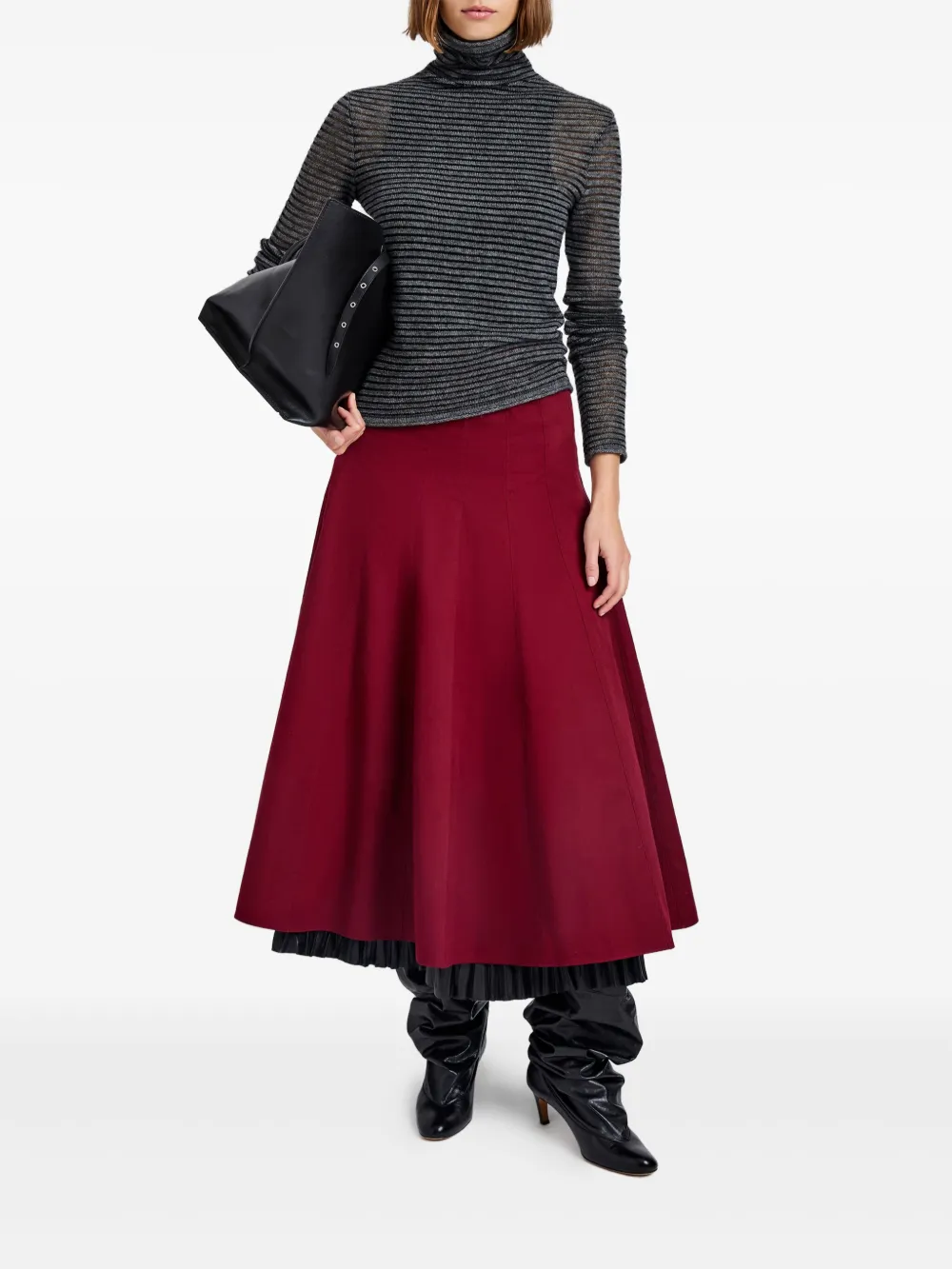 Proenza Schouler White Label Hiedi Panelled Flared Skirt In Red