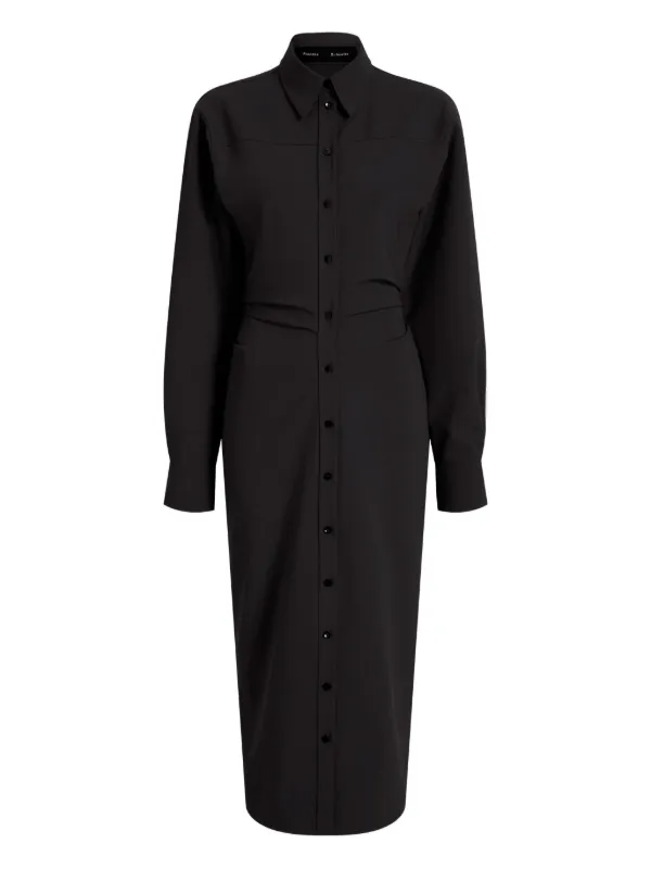 Proenza Schouler Buttoned-down Cinched Shirt Midi Day Dress in Black