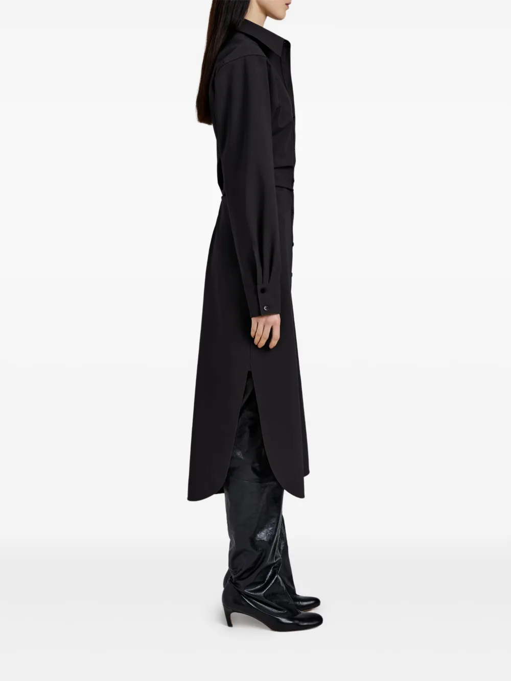 Proenza Schouler Buttoned-down Cinched Shirt Midi Day Dress In Black