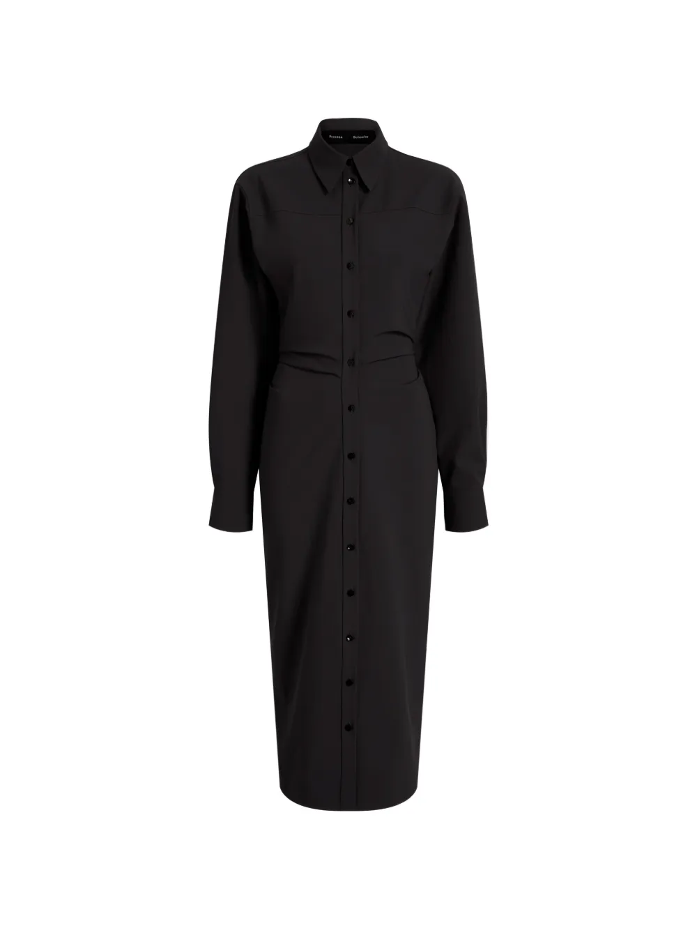 Proenza Schouler Button-down gesmockte midi-blousejurk Zwart