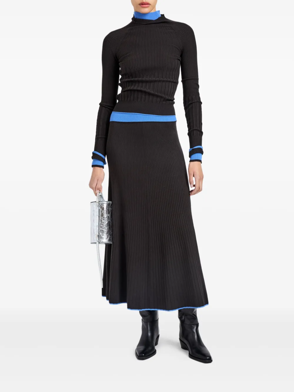 Proenza Schouler White Label Daniella Ribbed Turtleneck Top In Black