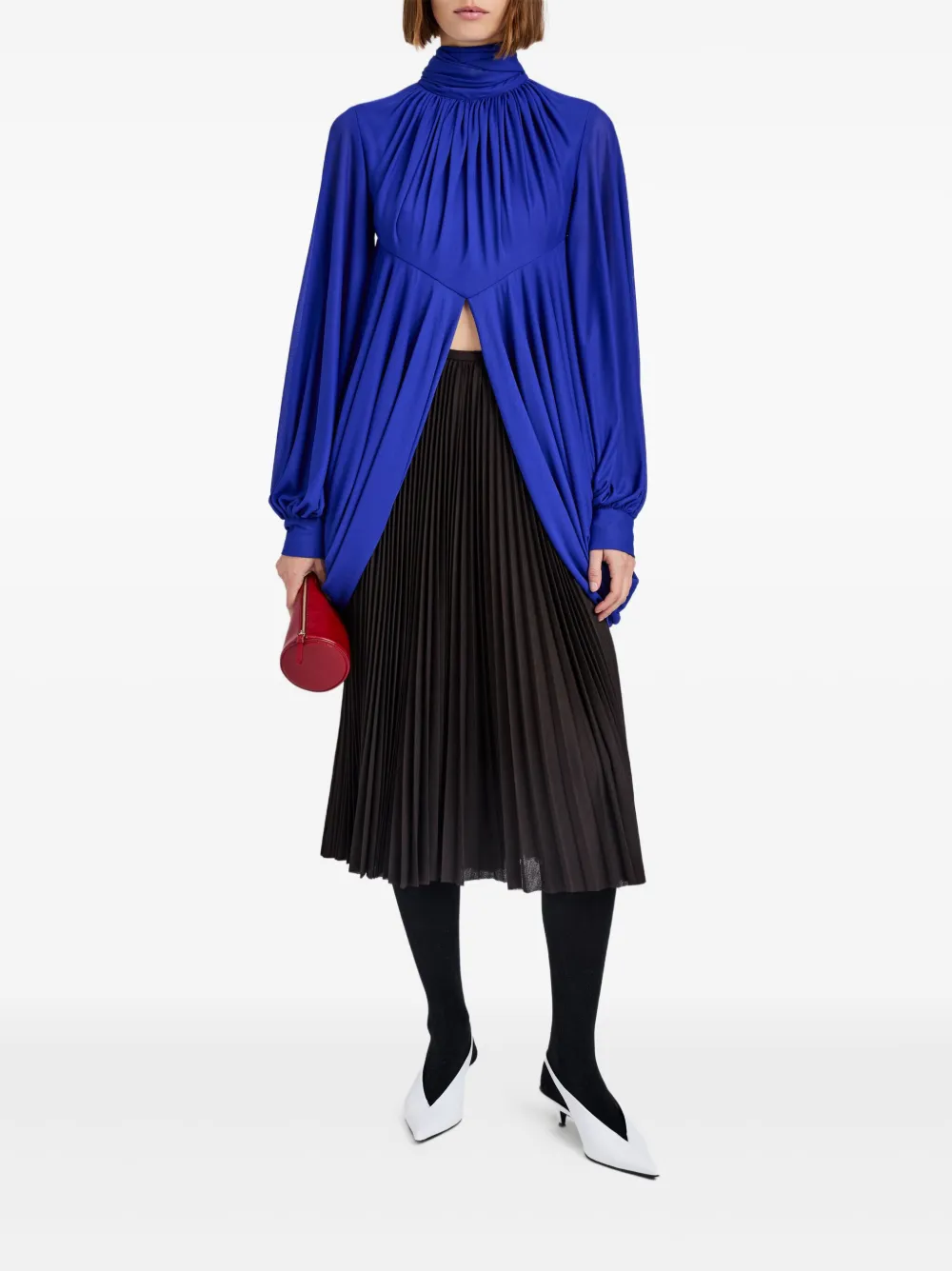 Proenza Schouler Midi-plooirok met rechte tailleband - Bruin