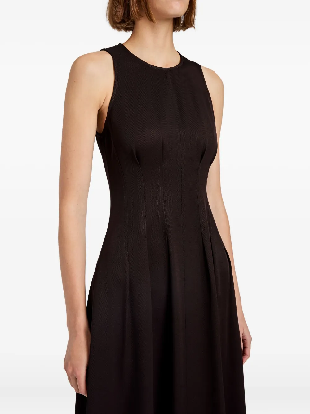 Proenza Schouler White Label Bronwyn Pleated Fitted-bodice Midi Dress In Brown