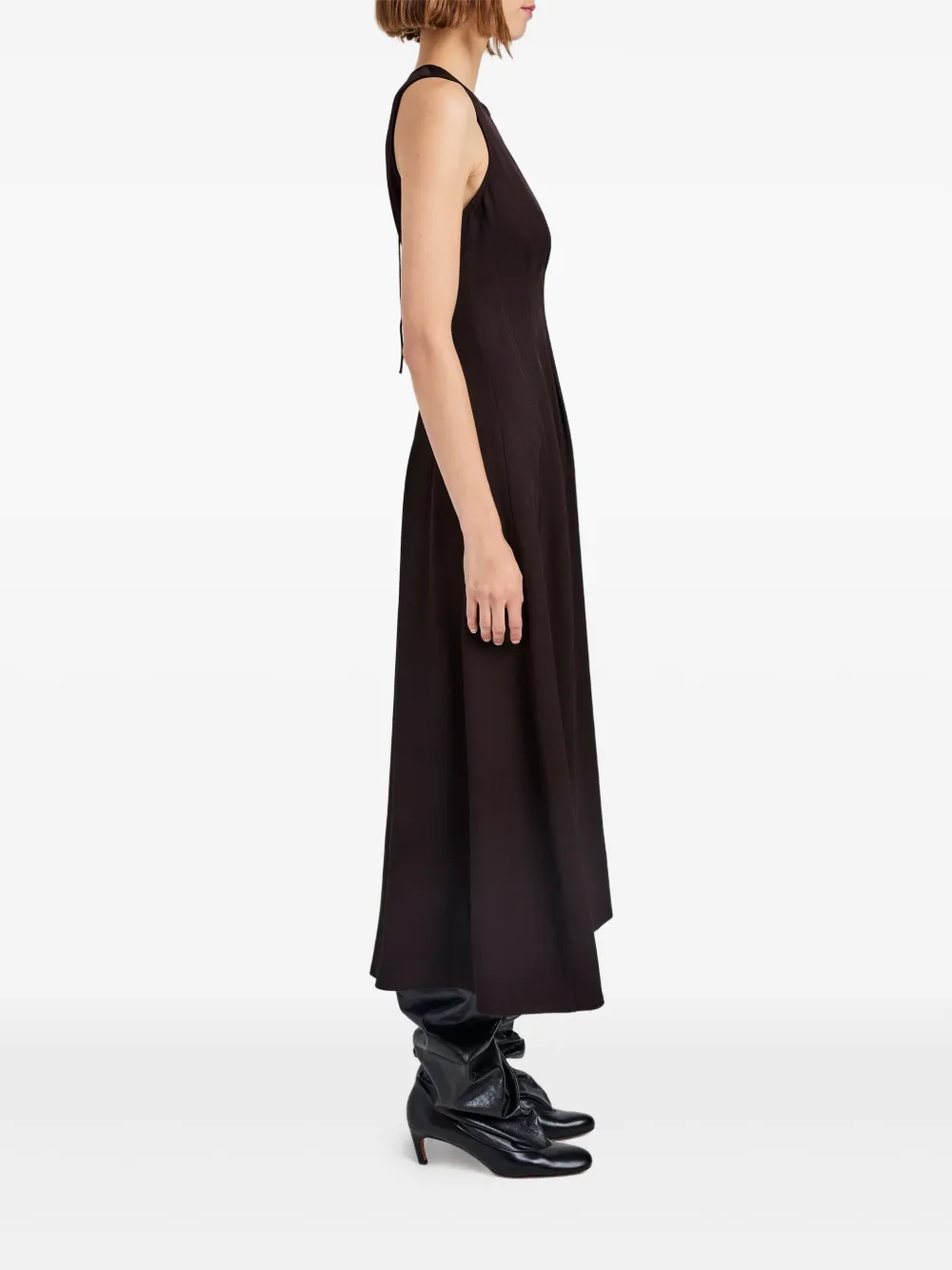 Proenza Schouler White Label Bronwyn Pleated Fitted-bodice Midi Dress In Brown