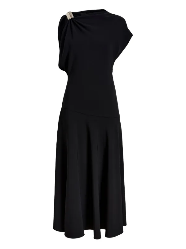 proenza schouler one shoulder dress Proenza Schouler Sirena one-shoulder Ruched Maxi Dress | Black